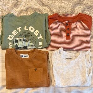 Kids' Long Sleeve Tees - Green, Red, Brown, Gray